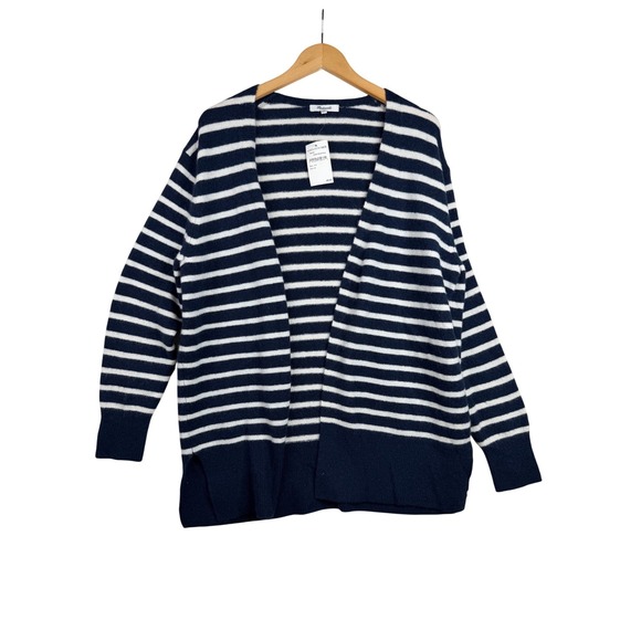 Madewell Sweaters - New Madewell Striped Wool/Alpaca Blend Open Cardigan size Medium Blue/White